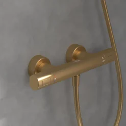 Villeroy & Boch Mitigeur douche thermostatique VILLEROY ET BOCH Universal rond + Ensemble de douche Verve Showers 3 jets Or brossé* Colonne De Douche Thermostatique