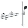 Grohe Mitigeur douche thermostatique Precision Flow + Ensemble de douche 2 jets avec barre Chromé