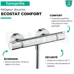 Hansgrohe Mitigeur douche thermostatique Ecostat Comfort chromé