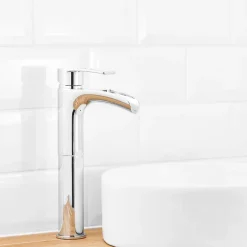 GoodHome Mitigeur haut de lavabo chromé effet chute d'eau Olmeto