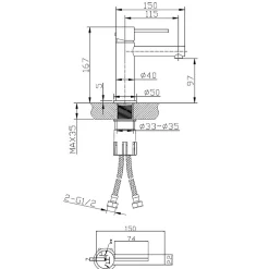 Essebagno Mitigeur lavabo bas cuivre brossé Luisa* Robinet Lavabo Et Vasque