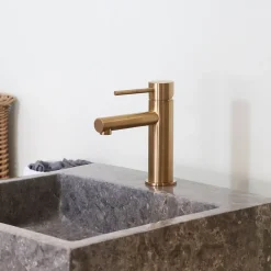 Essebagno Mitigeur lavabo bas cuivre brossé Luisa* Robinet Lavabo Et Vasque