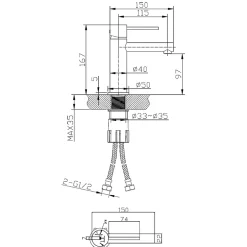 Essebagno Mitigeur lavabo bas noir Envol