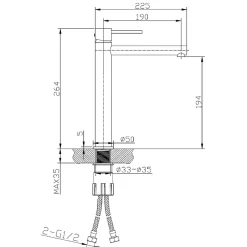 Essebagno Mitigeur lavabo haut cuivre brossé Luisa