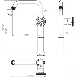 Essebagno Mitigeur lavabo haut noir Indus* Robinet Lavabo Et Vasque