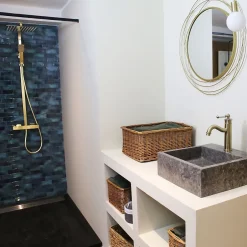 Essebagno Mitigeur lavabo rétro bas or brossé Leeds* Robinet Lavabo Et Vasque