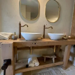 Essebagno Mitigeur lavabo rétro haut cuivre brossé Leeds