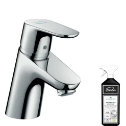 Hansgrohe Mitigeur lave-mains Focus 70 sans tirette ni vidage chrome + nettoyant Briochin