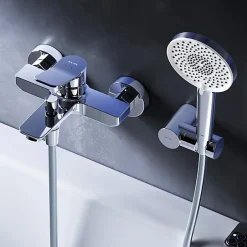 Am.Pm Europe Mitigeur mécanique de baignoire avec douchette et support Robinet Salle de Bain Chromé, FXA15000 X-Joy AM.PM