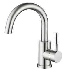 AICA Sanitaire Mitigeur pivotant 360, argent, acier inoxydable, eau chaude/froide, facile à installer, lavabo, petite cuisine, bain/cuisine* Robinet Lavabo Et Vasque