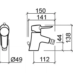 Sanindusa Mitigeur pour bidet à mousseur orientable Torus chromé livré avec 2 flexibles et son vidage à tirette