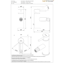 Sanindusa Mitigeur pour bidet bec contemporain mousseur Éco orientable Éco Tube chromé livré avec 2 flexibles