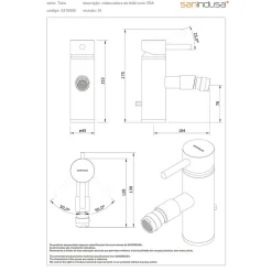 Sanindusa Mitigeur pour bidet bec contemporain Tube chromé livré avec 2 flexibles et son vidage à tirette* Robinet De Bidet