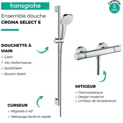 Hansgrohe Mitigeur thermostatique avec ensemble douche Croma Select E* Colonne De Douche Thermostatique