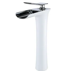 Kroos Mitigeur vasque, cascade Blanc et Chromé* Robinet Lave-Mains
