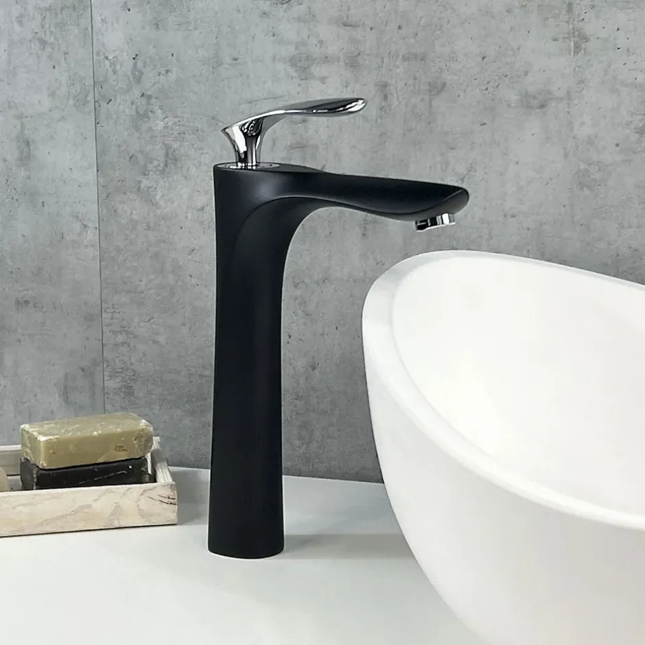 Kroos Mitigeur vasque laiton Noir et Chromé - Canopus* Robinet Lave-Mains
