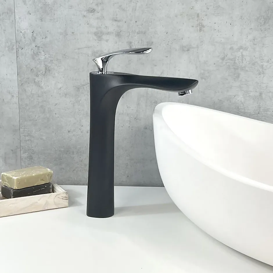 Kroos Mitigeur vasque laiton Noir et Chromé - Canopus* Robinet Lave-Mains