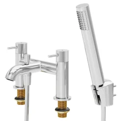 GoodHome Mélangeur bain douche + douchette et flexible, chrome, Owens
