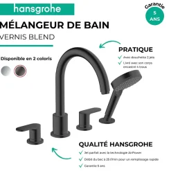 Hansgrohe Mélangeur bain douche 4 trous Vernis Blend noir mat + corps d'encastrement