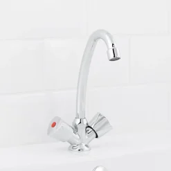 Mélangeur de lavabo avec vidage et flexibles Femelle 12/17 en laiton chromé Grenvik