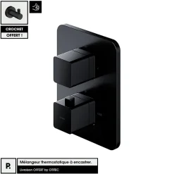 Otitec Mélangeur thermostatique à encastrer - Noir Mat - avec Crochet OFFERT - PARMA