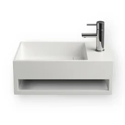 Ambra MONA D - Lave-mains rectangulaire suspendu - Design Elégant et Raffiné - Solide et Robuste - Entretien Facile - Blanc - 30 x 50 x* Lavabo