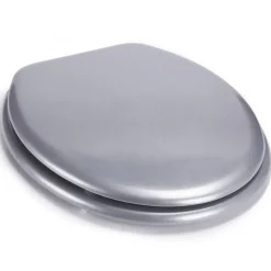 MSV Abattant WC MDF CLEO Argent Charnières Inox