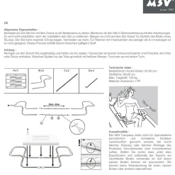 MSV Grand siège de baignoire extensible 5070cm Gris Max 120kg