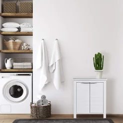 Mobili Rebecca Mueble de Salle de Bains Moderne 2 Portes et 2 étagères MDF blanc Rebecca Mobili