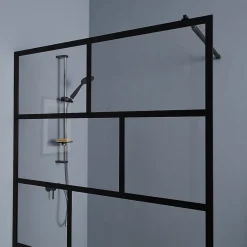Mur d'accès en verre transparent de 120 cm avec cadre noir