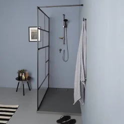 Mur d'accès en verre transparent de 120 cm avec cadre noir