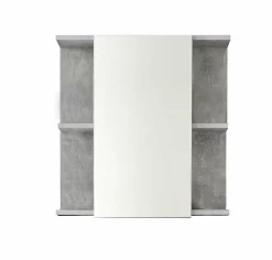 Trend Team NANO - Meuble de salle de bain - Armoire de toilette avec miroir et LED en mélaminé blanc-gris. L-H-P:60-62-20cm