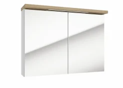 Naturel Armoire à miroir Stilla + LED 80x60 cm blanc (STILLAE08002)* Armoire De Salle De Bains