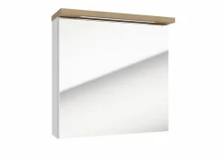 Naturel Armoire murale avec porte, miroir intégré Stilla + LED 60x60x20 cm, prise 220V, blanc (STILLAE06017)* Armoire De Salle De Bains