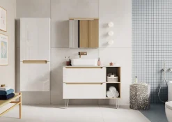 Naturel Armoire murale avec porte, miroir intégré Stilla + LED 60x60x20 cm, prise 220V, blanc (STILLAE06017)* Armoire De Salle De Bains