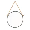 Naturel Miroir mural rond avec cadre en métal 40x40 cm, Noir (ZLAN40C)