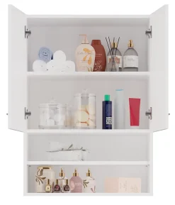 Autres NELLIO - Armoire de toilette murale - Meuble Salle de bain à suspendre - 64x30x90 cm - Rangement