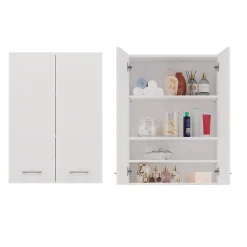 Autres NELLIO - Armoire de toilette murale - Meuble Salle de bain à suspendre - 64x30x90 cm - Rangement* Armoire De Salle De Bains