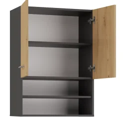 Autres NELLIO - Armoire de toilette murale - Meuble Salle de bain à suspendre - 64x30x90 cm - Rangement
