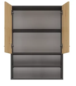 Autres NELLIO - Armoire de toilette murale - Meuble Salle de bain à suspendre - 64x30x90 cm - Rangement