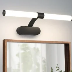 Nettlife Applique LED salle de bain, lampe miroir LED, lumière blanche neutre 4000 Kelvin, 6W, étanche IP44, largeur 400mm,noire* Miroir Grossissant Lumineux