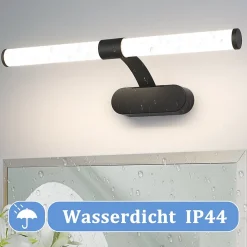 Nettlife Applique LED salle de bain, lampe miroir LED, lumière blanche neutre 4000 Kelvin, 6W, étanche IP44, largeur 400mm,noire* Miroir Grossissant Lumineux
