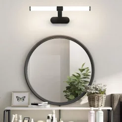 Nettlife Applique LED salle de bain, lampe miroir LED, lumière blanche neutre 4000 Kelvin, 6W, étanche IP44, largeur 400mm,noire* Miroir Grossissant Lumineux