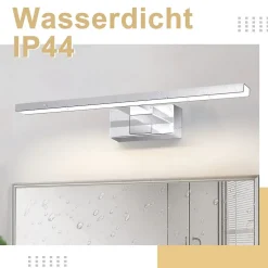 Nettlife Applique miroir LED 6W 30CM Etanche IP44 Chrome Moderne Blanc Neutre 4000K