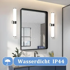 Nettlife Applique miroir LED 8W chrome étanche IP44 40CM blanc neutre 4000K* Miroir Grossissant Lumineux