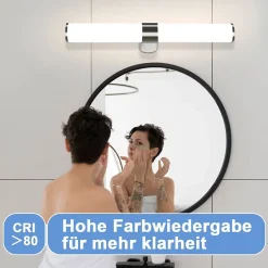 Nettlife Applique miroir LED 8W chrome étanche IP44 40CM blanc neutre 4000K* Miroir Grossissant Lumineux