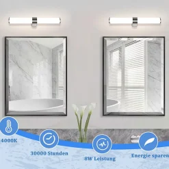 Nettlife Applique miroir LED 8W chrome étanche IP44 40CM blanc neutre 4000K* Miroir Grossissant Lumineux