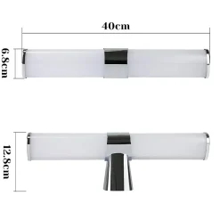 Nettlife Applique miroir LED 8W chrome étanche IP44 40CM blanc neutre 4000K* Miroir Grossissant Lumineux