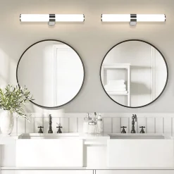 Nettlife Applique miroir LED 8W chrome étanche IP44 40CM blanc neutre 4000K* Miroir Grossissant Lumineux