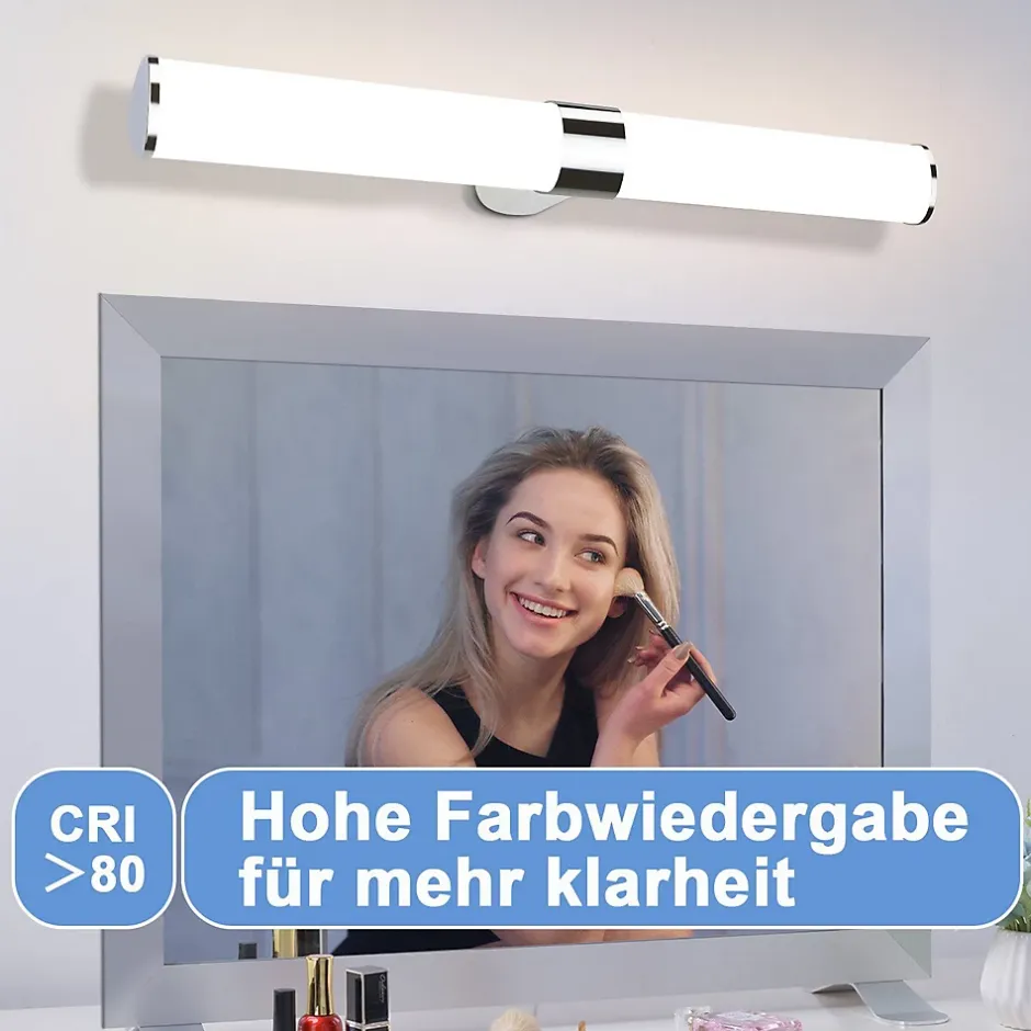 Nettlife Applique miroir LED 15W 60CM Chrome Etanche IP44 Blanc neutre 4000K Moderne